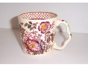 Straight Sided Coffee Mug With Ornate Handle